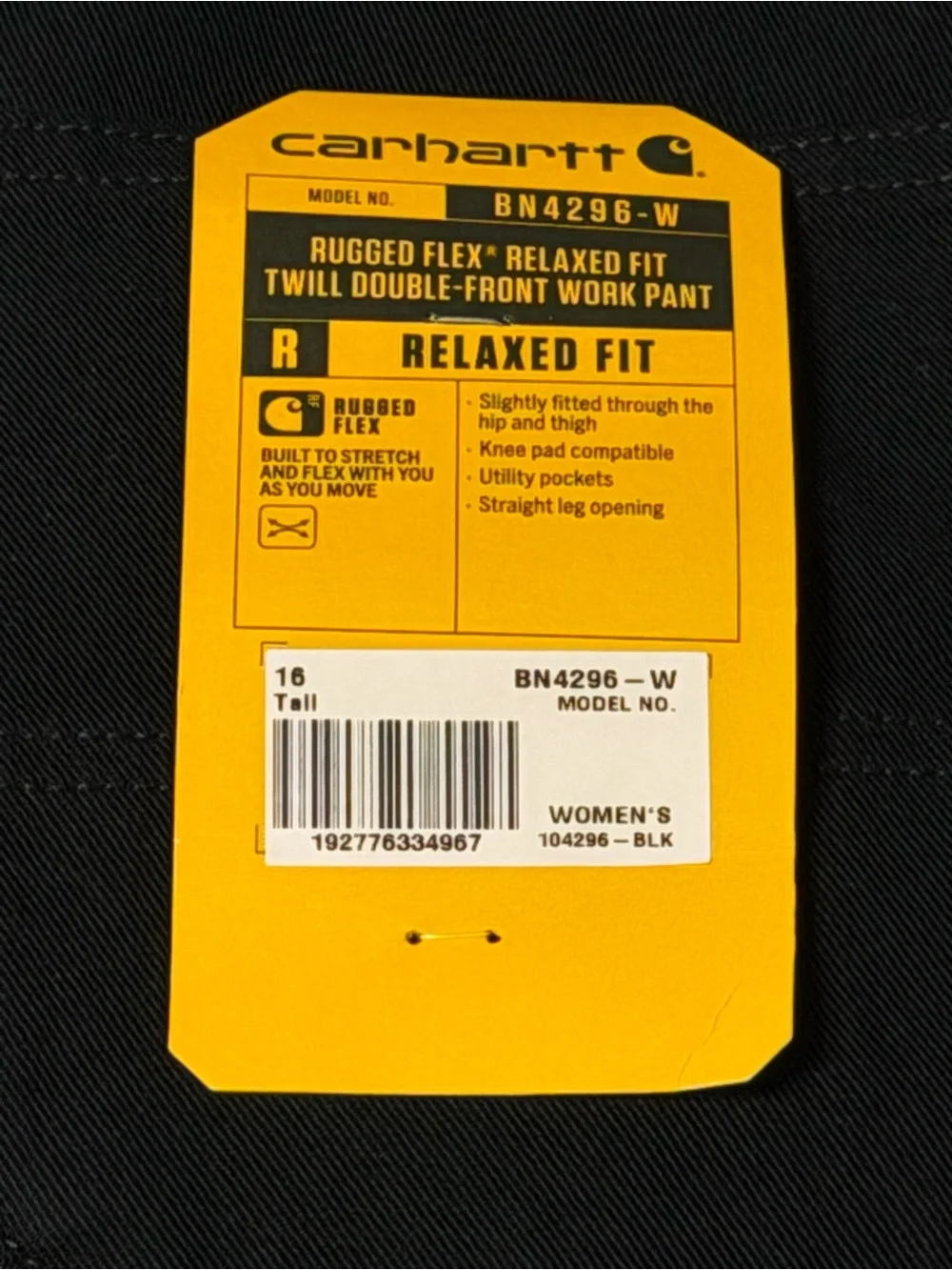 Carhartt Women’s 16 Tall Rugged Flex Double Front Work Pants Black NWT - Picture 4 of 6